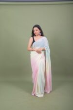 Pastel Rainbow Ombre Chiffon Saree