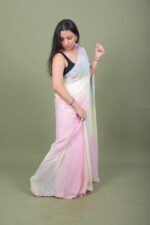 Pastel Rainbow Ombre Chiffon Saree - Image 2