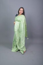 Pista Green Foil Print Saree - Image 4