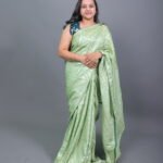 Pista Green Foil Print Saree