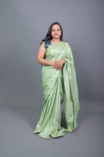 Pista Green Foil Print Saree